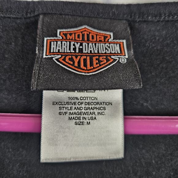 Harley-Davidson El Paso Texas Black V-Neck T-Shirt Womens M Medium Made In USA - Picture 2 of 3